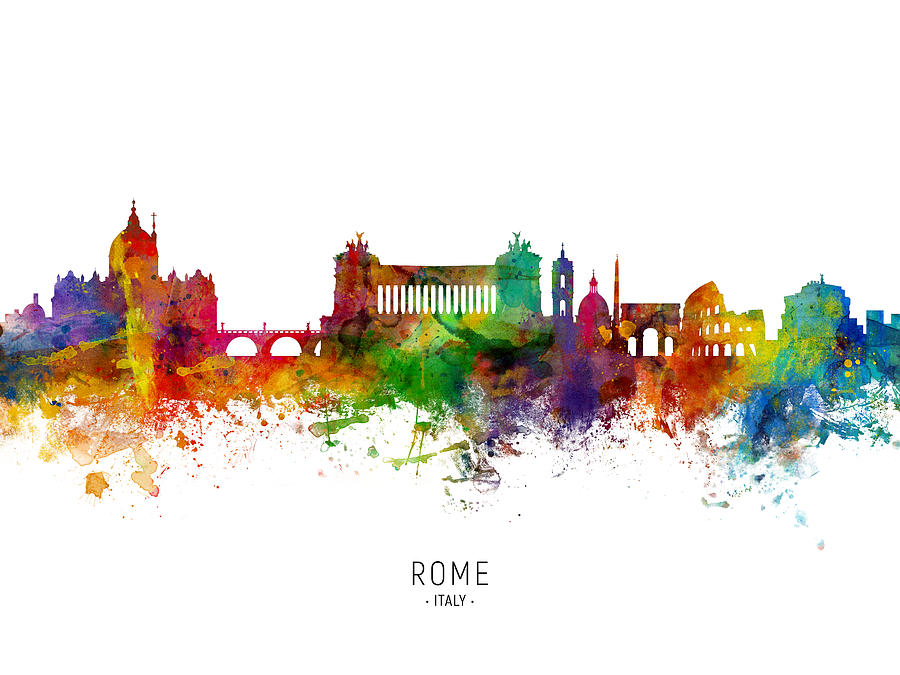 Skyline Digital Art - Rome Italy Skyline #14 by Michael Tompsett