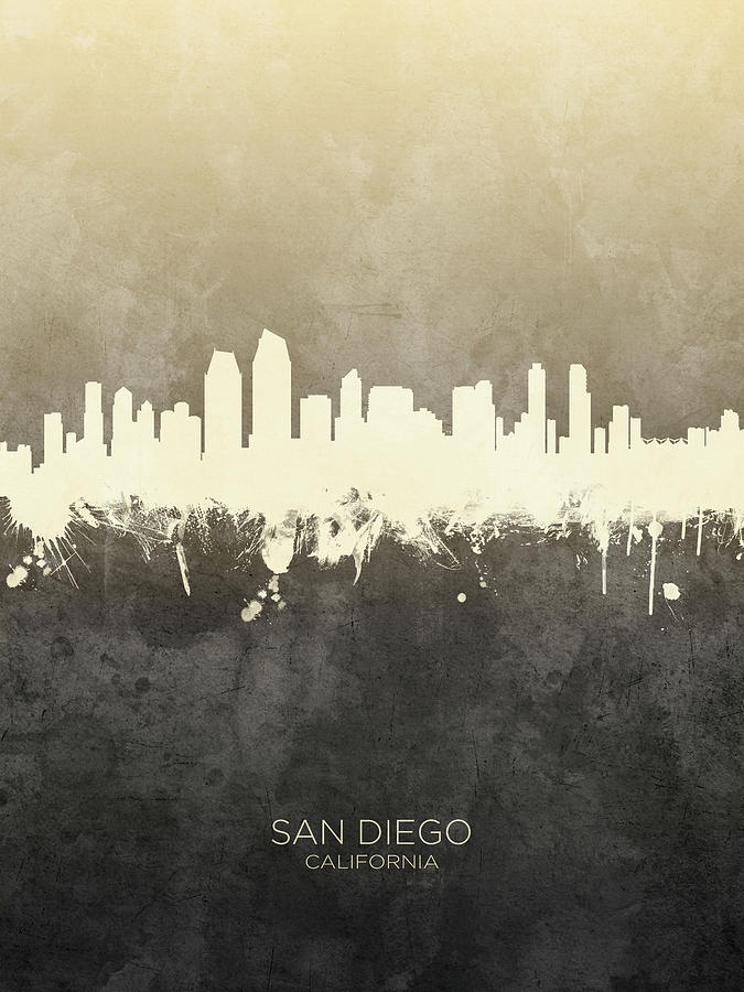 San Diego California Skyline #14 Digital Art by Michael Tompsett