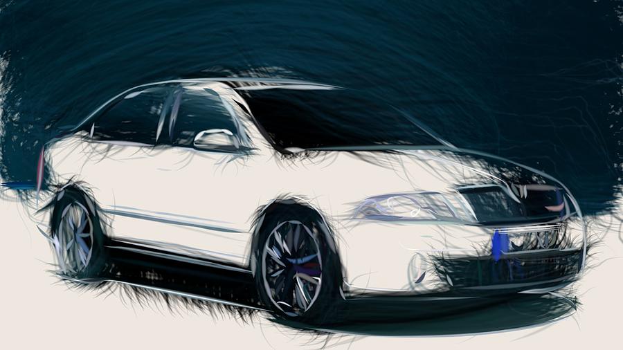 Skoda Octavia RS Draw #14 Digital Art by CarsToon Concept