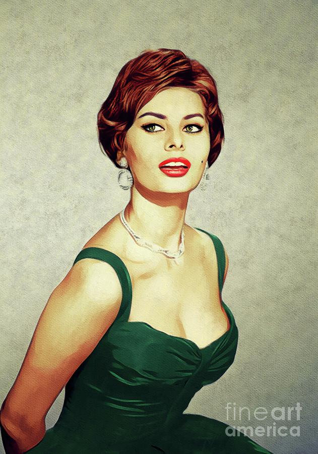 Vintage Painting - Sophia Loren, Vintage Movie Star #14 by Esoterica Art Agency