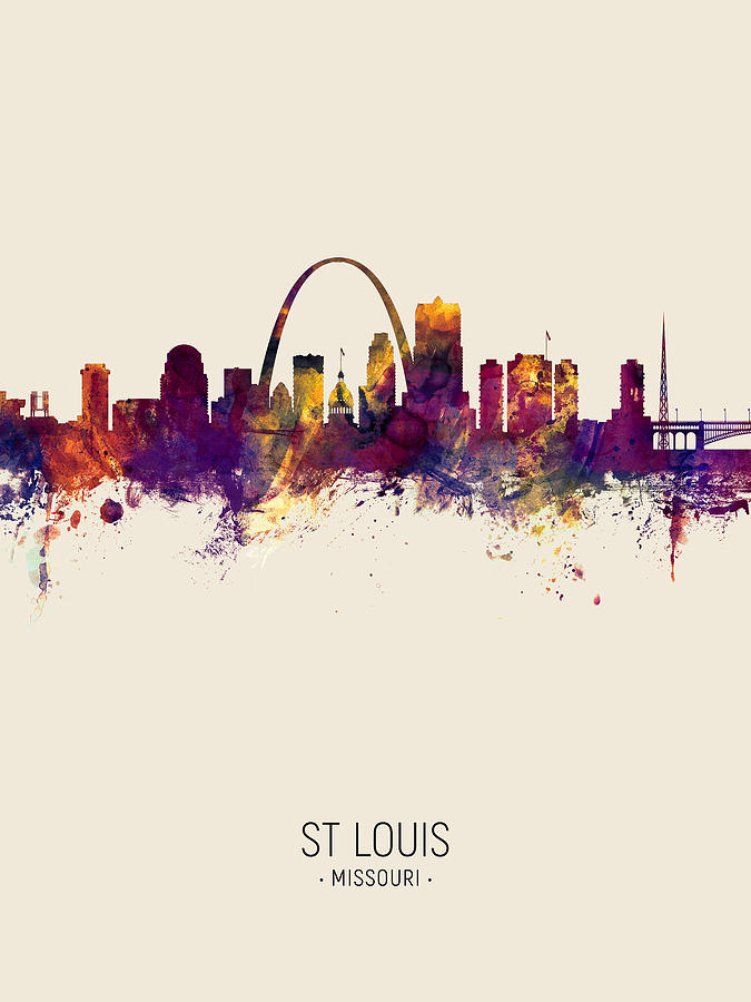 Skyline Digital Art - St Louis Missouri Skyline #14 by Michael Tompsett