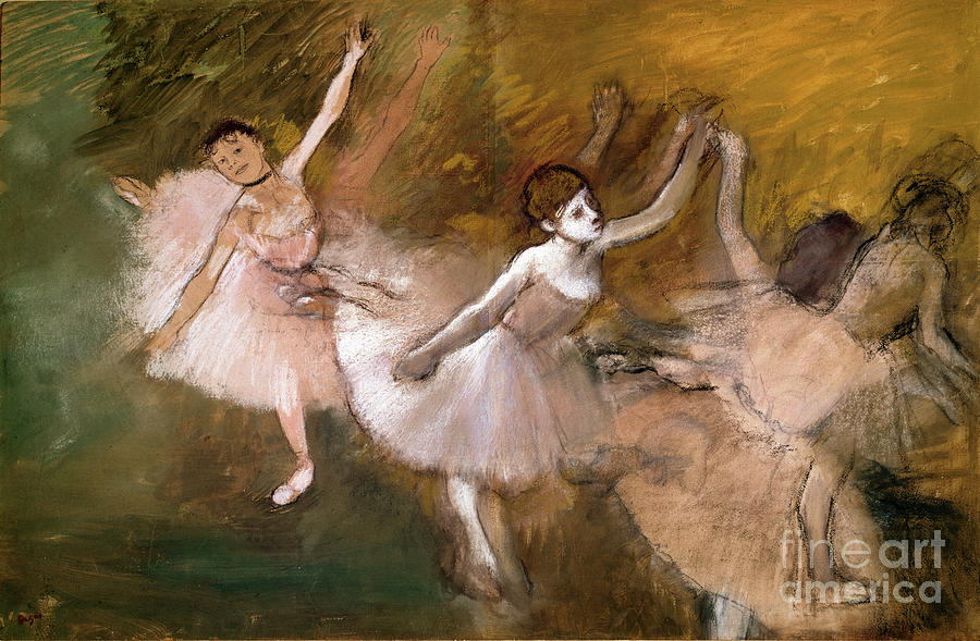 Edgar Degas Drawing - Three Dancers by Edgar Degas