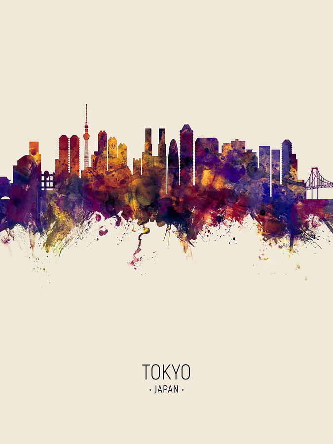 Tokyo Skyline Digital Art - Tokyo Japan Skyline #14 by Michael Tompsett