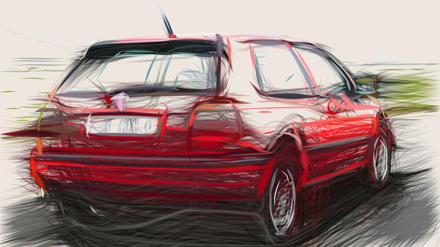 Volkswagen Golf GTI Draw #14 Digital Art by CarsToon Concept