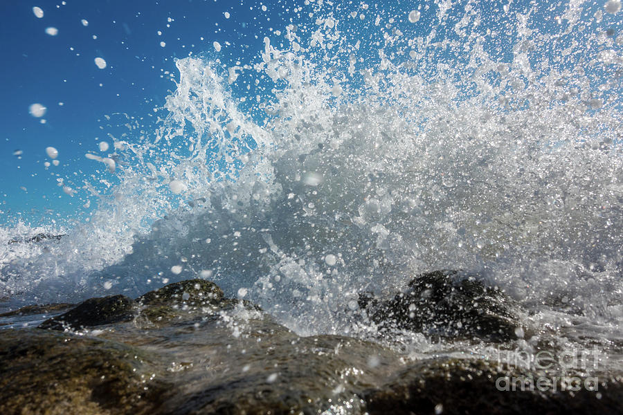 Nature Photograph - Waves Breaking Against Rocks #14 by Wladimir Bulgar/science Photo Library
