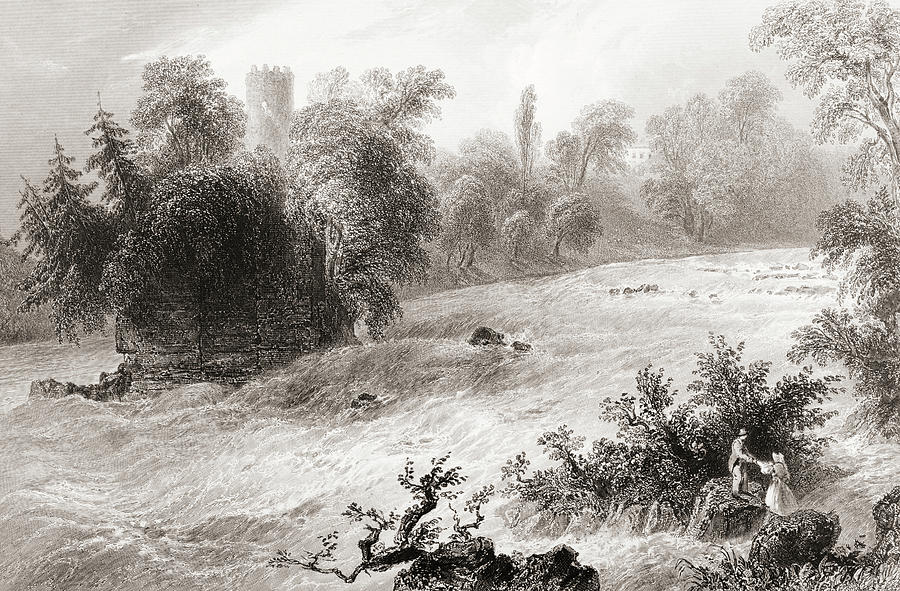 Doonas Rapids near Castle Connell, County Limerick, Ireland. Drawing by ...