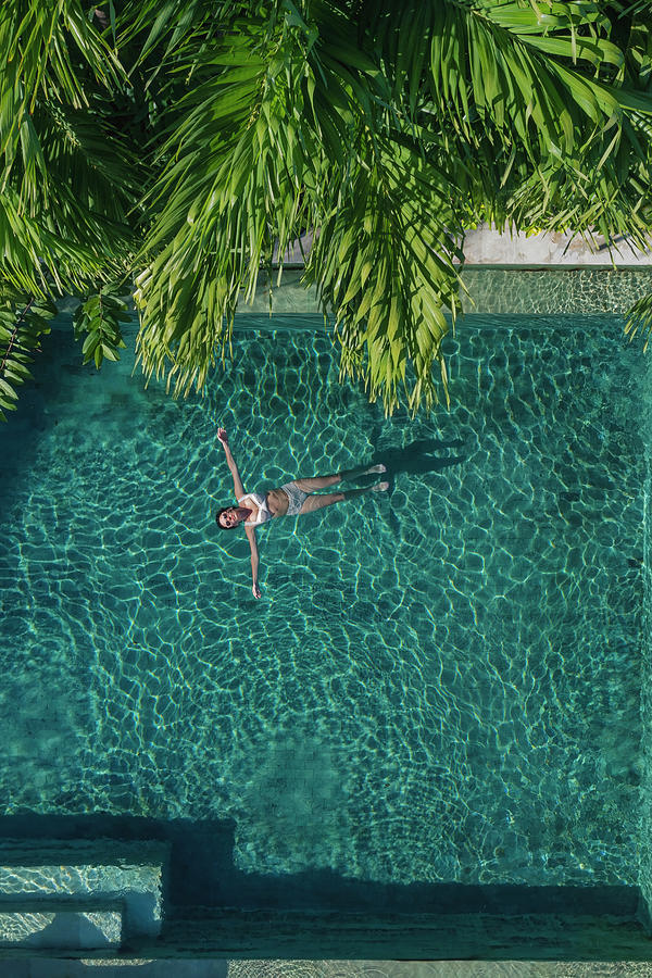 Nature Photograph - Aerial View Of Woman In Pool #15 by Cavan Images / Konstantin Trubavin