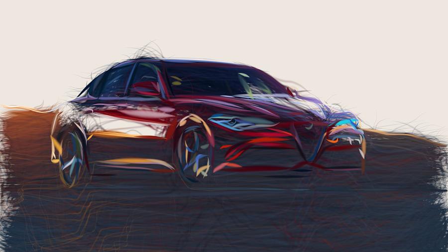 Alfa Romeo Giulia Draw #15 Digital Art by CarsToon Concept