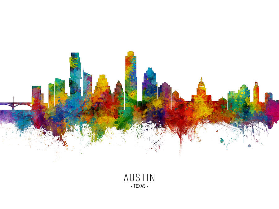Austin Texas Skyline #15 Digital Art by Michael Tompsett