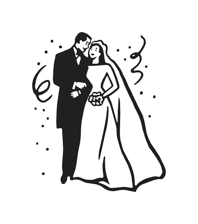 Premium Vector | Drawing line art doodle wedding bride groom couple love  celebration romantic outline wedding
