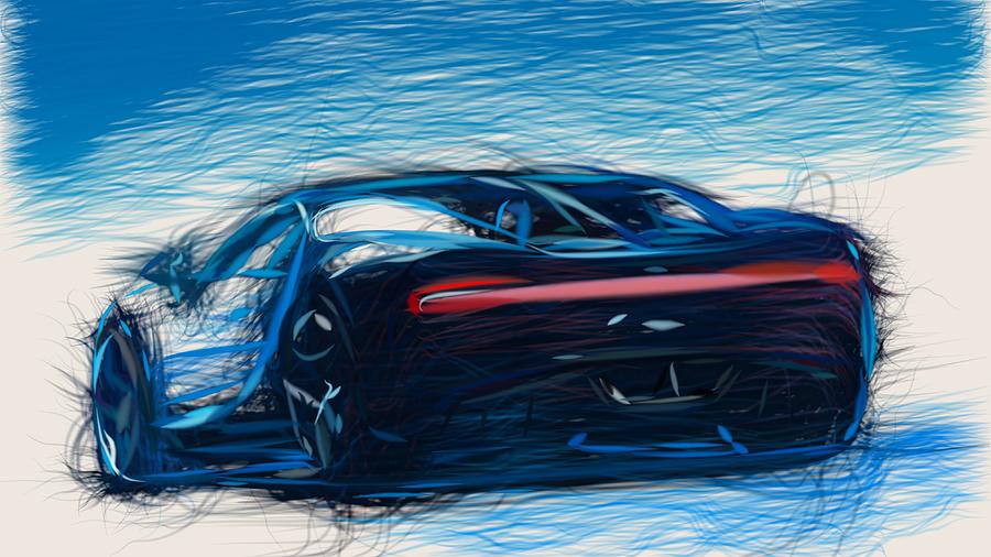 Bugatti Chiron Drawing #16 Digital Art by CarsToon Concept