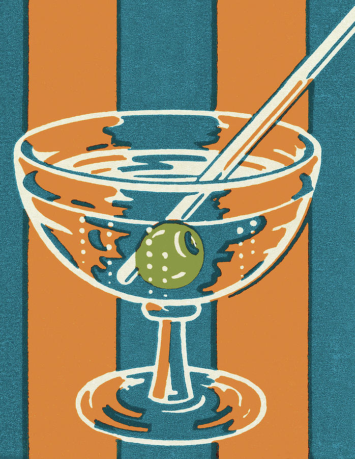 Martini Drawing - Cocktail #15 by CSA Images