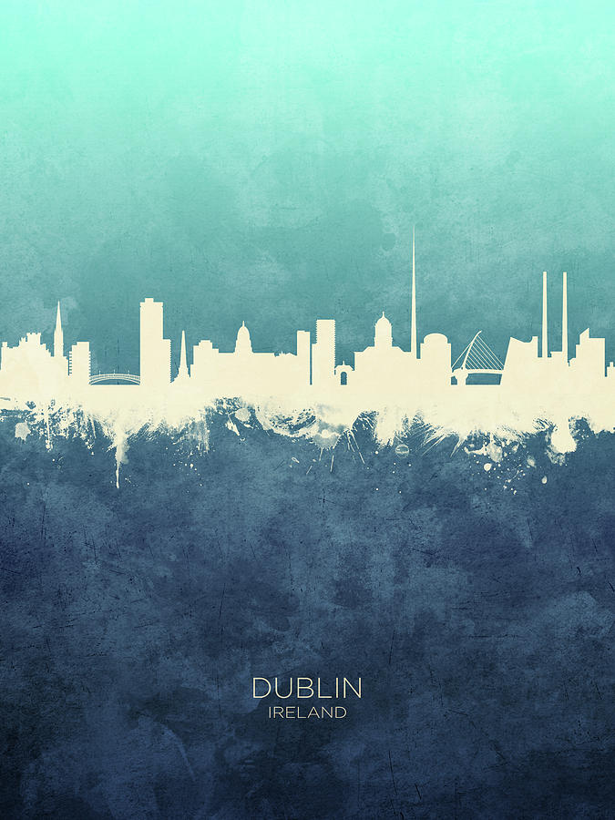 Skyline Digital Art - Dublin Ireland Skyline #15 by Michael Tompsett