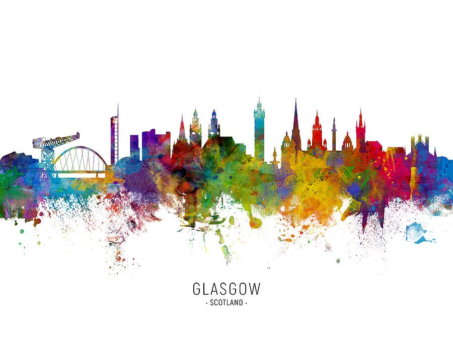 Glasgow Scotland Skyline #15 Digital Art by Michael Tompsett