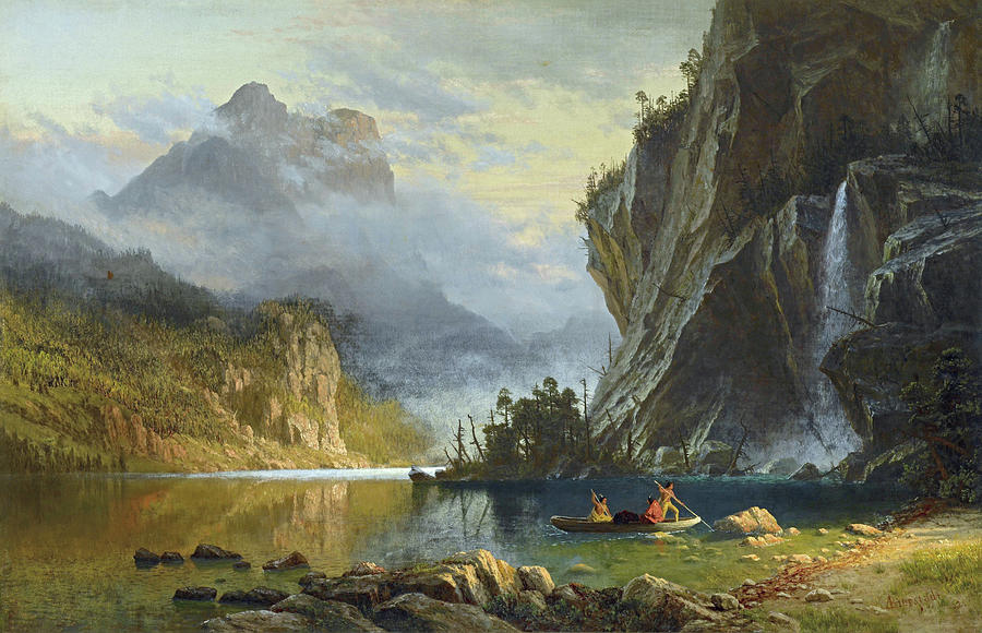Indians Spear Fishing #15 Painting by Albert Bierstadt