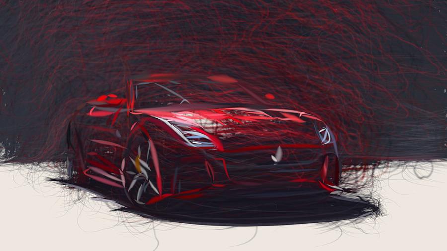 Jaguar F Type Drawing #16 Digital Art by CarsToon Concept