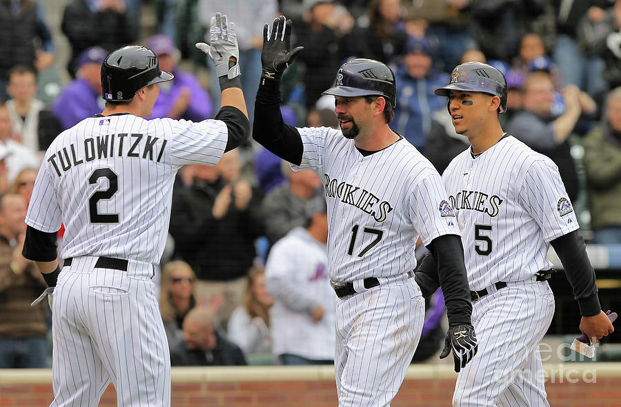 Carlos Gonzalez Photograph - Los Angeles Dodgers V Colorado Rockies #15 by Doug Pensinger