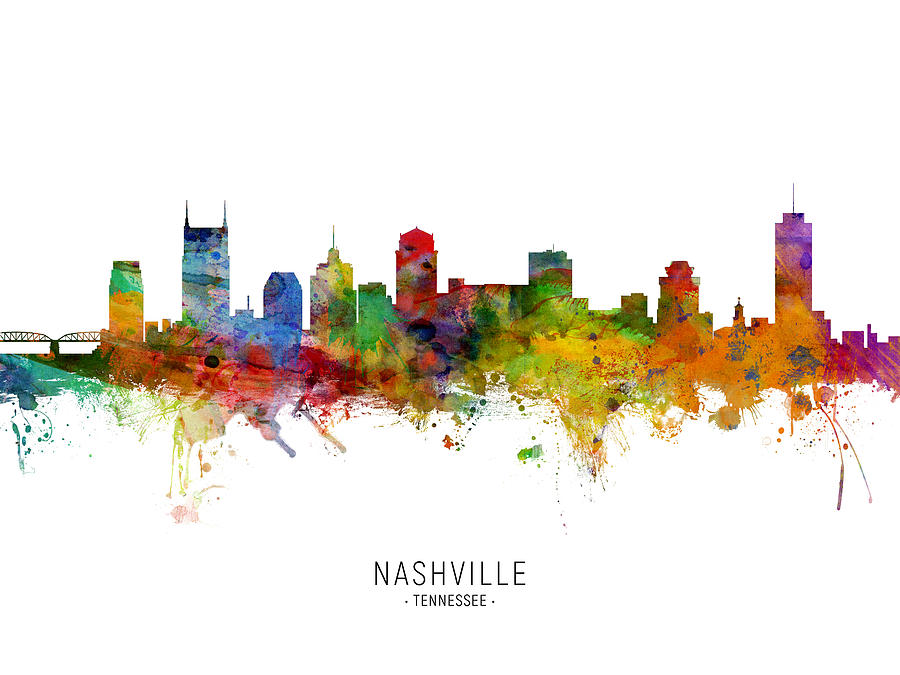 Nashville Digital Art - Nashville Tennessee Skyline #15 by Michael Tompsett
