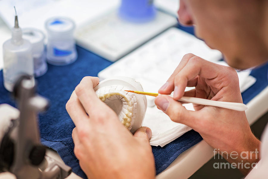 Prosthetic Dentistry Technician At Work Photograph By Microgen Images