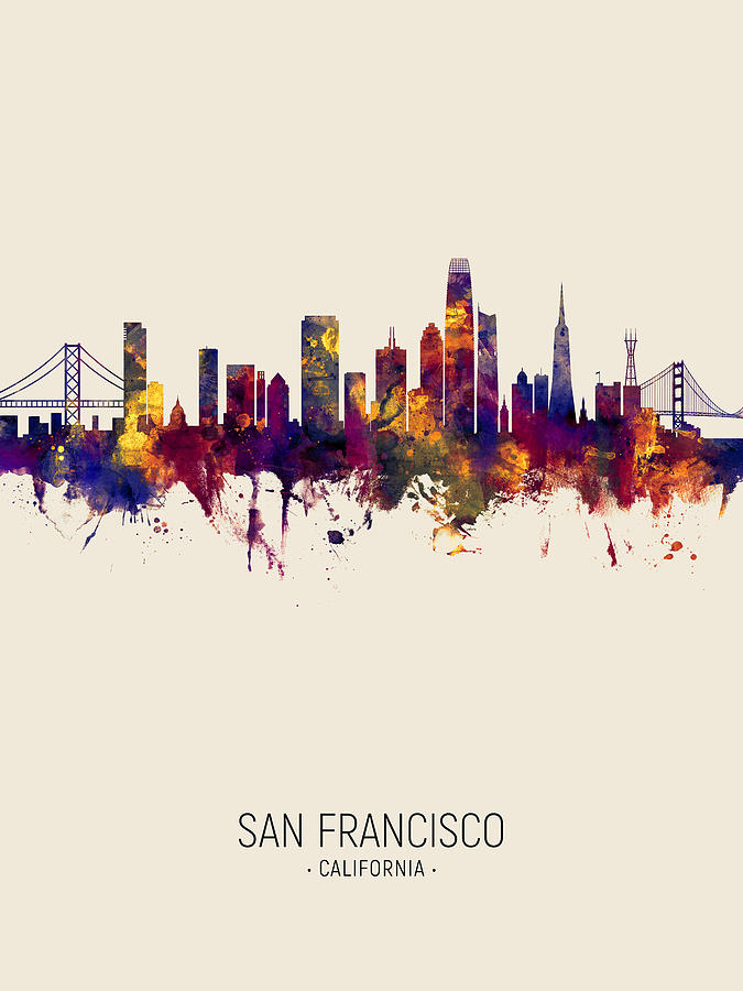 San Francisco California Skyline #15 Digital Art by Michael Tompsett