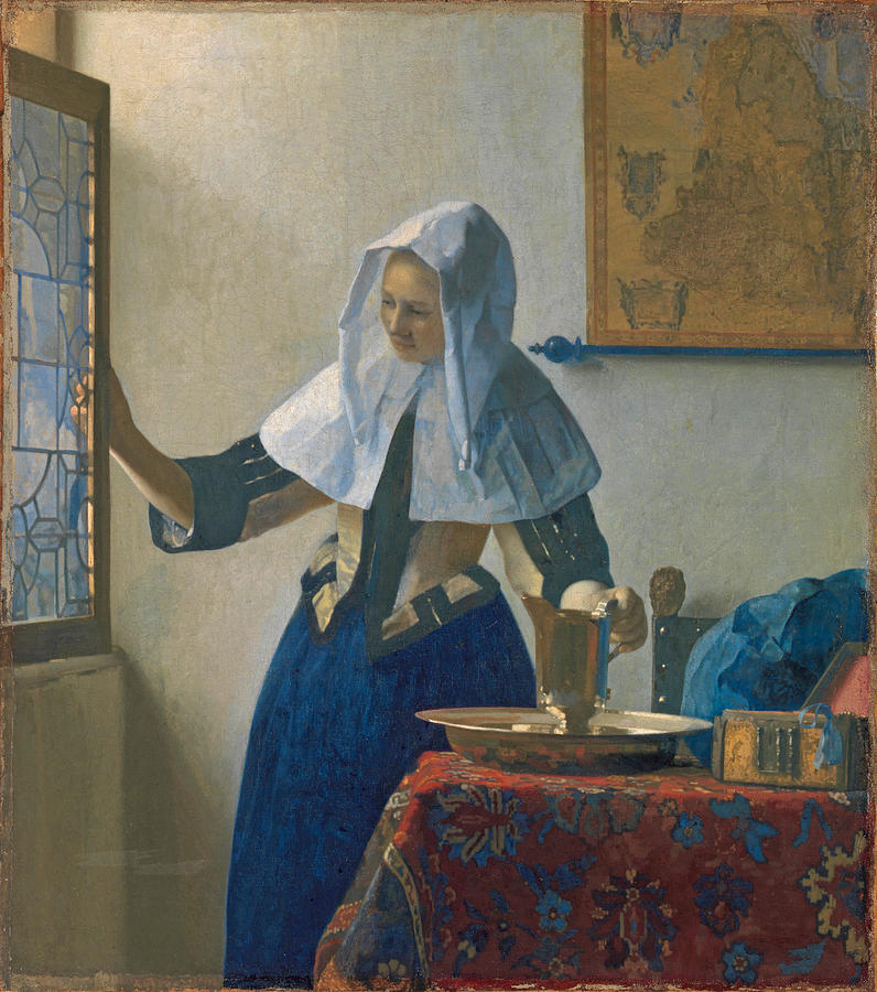 Young Woman with a Water Pitcher #16 Painting by Johannes Vermeer