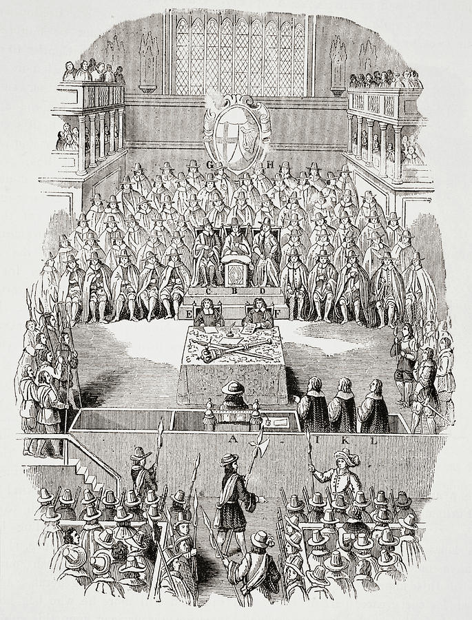 17th Drawing - The trial of King Charles I of England #1 by Ken Welsh