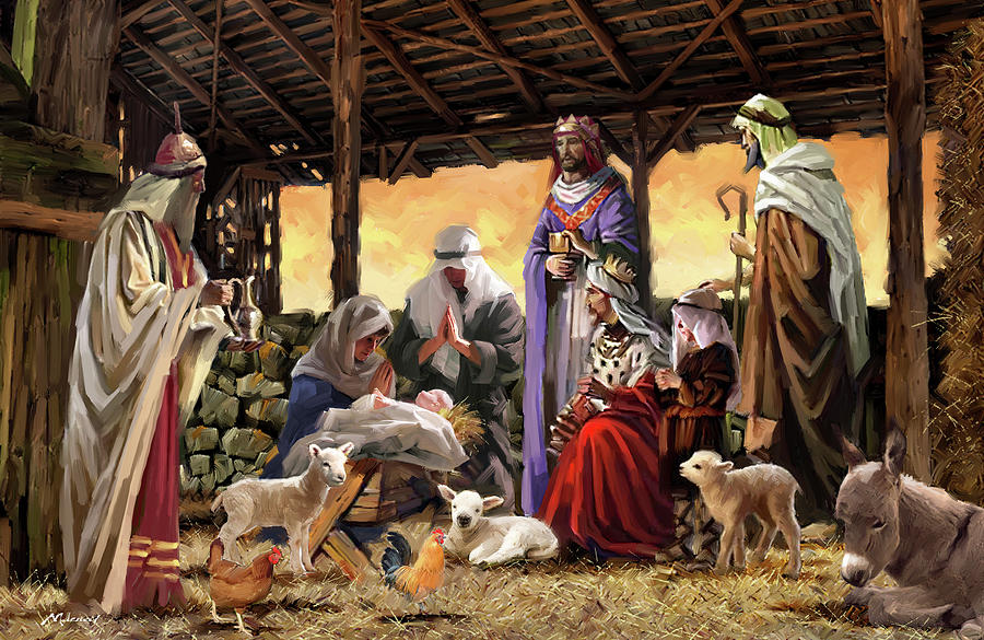 1525 Nativity Mixed Media by The Macneil Studio