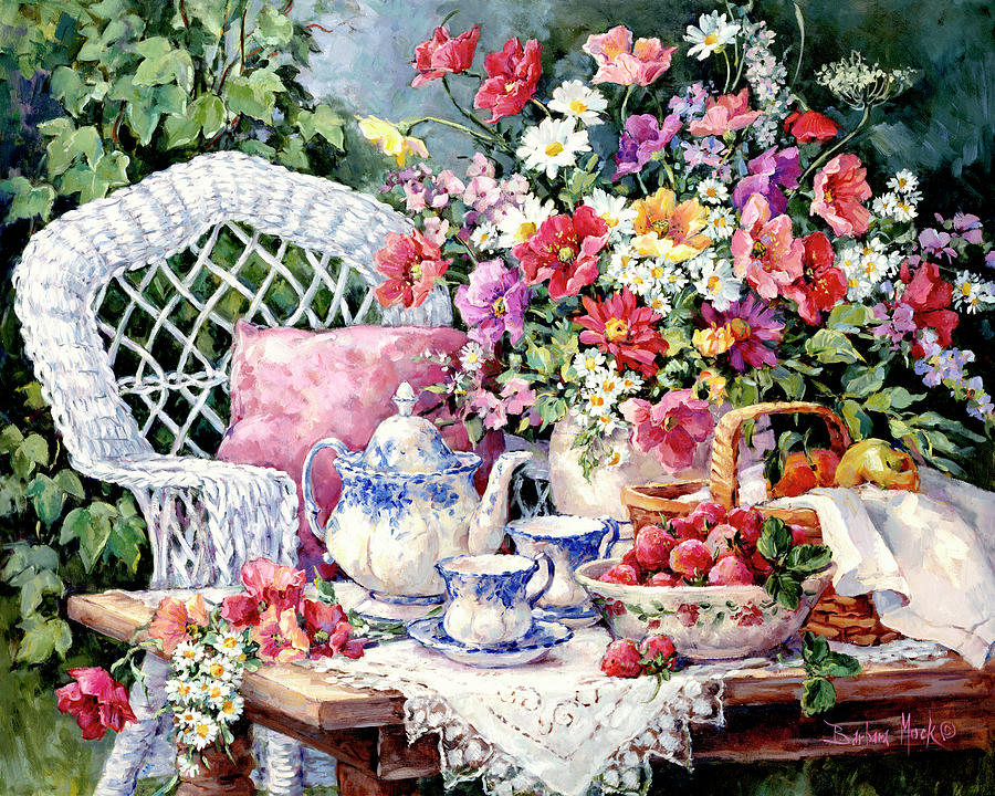 Tea Painting - 158 Tea & Strawberries by Barbara Mock