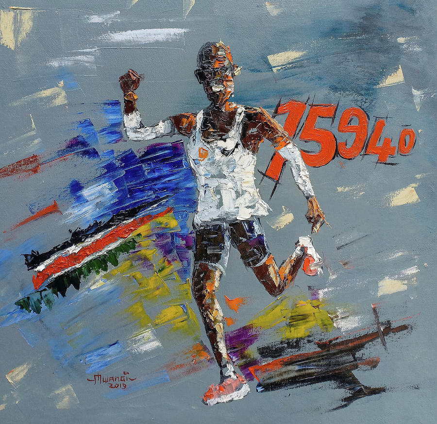 Sports Painting - 15940 Eliud Kipchoge  by Anthony Mwangi