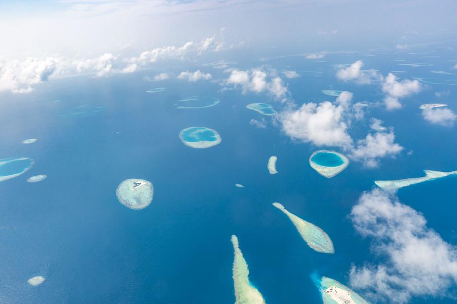 Aerial View Of Maldives Atolls Photograph by Levente Bodo - Fine Art ...