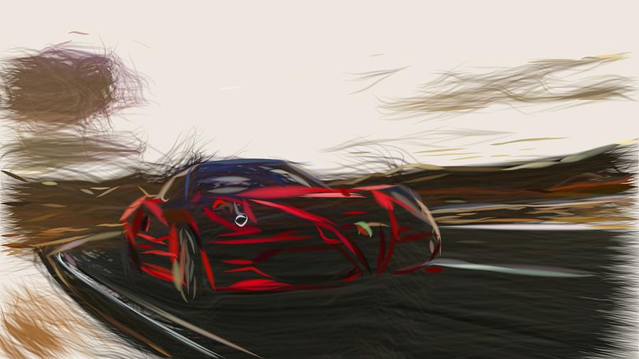 Alfa Romeo 4C Spider Drawing #17 Digital Art by CarsToon Concept