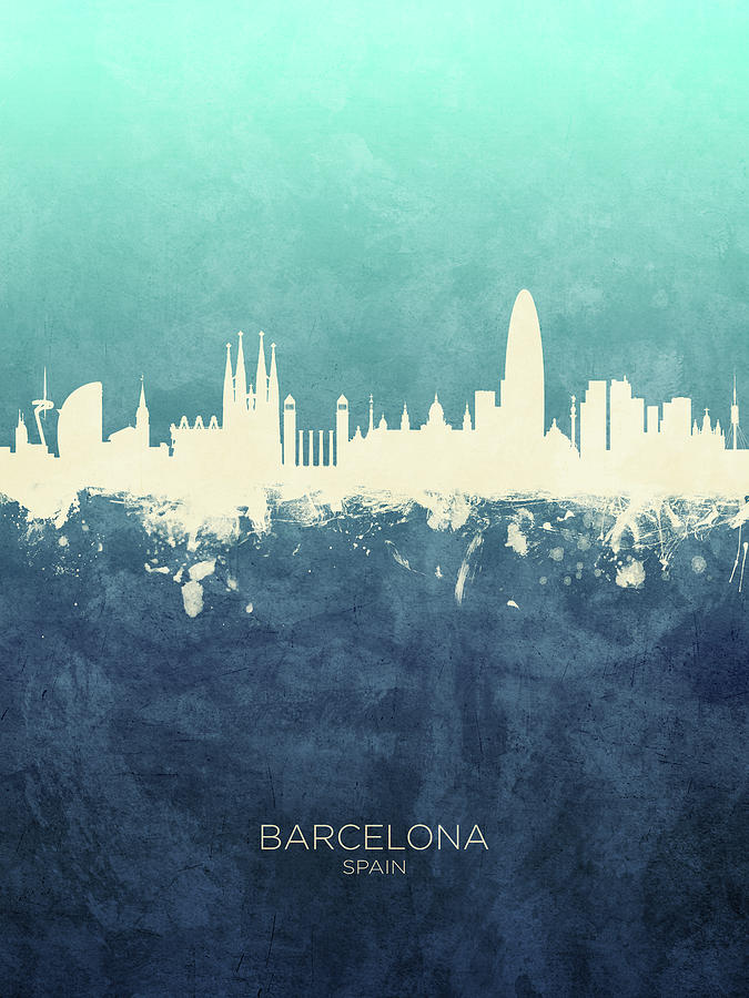 Barcelona Spain Skyline #16 Digital Art by Michael Tompsett