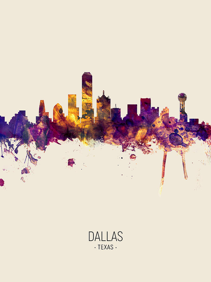 Dallas Digital Art - Dallas Texas Skyline #16 by Michael Tompsett
