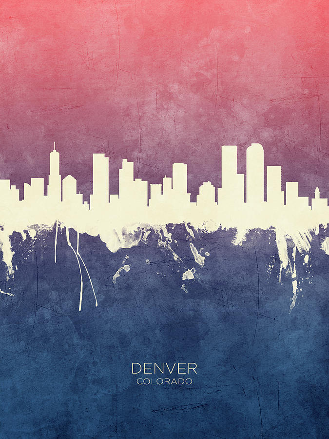 Denver Digital Art - Denver Colorado Skyline #16 by Michael Tompsett