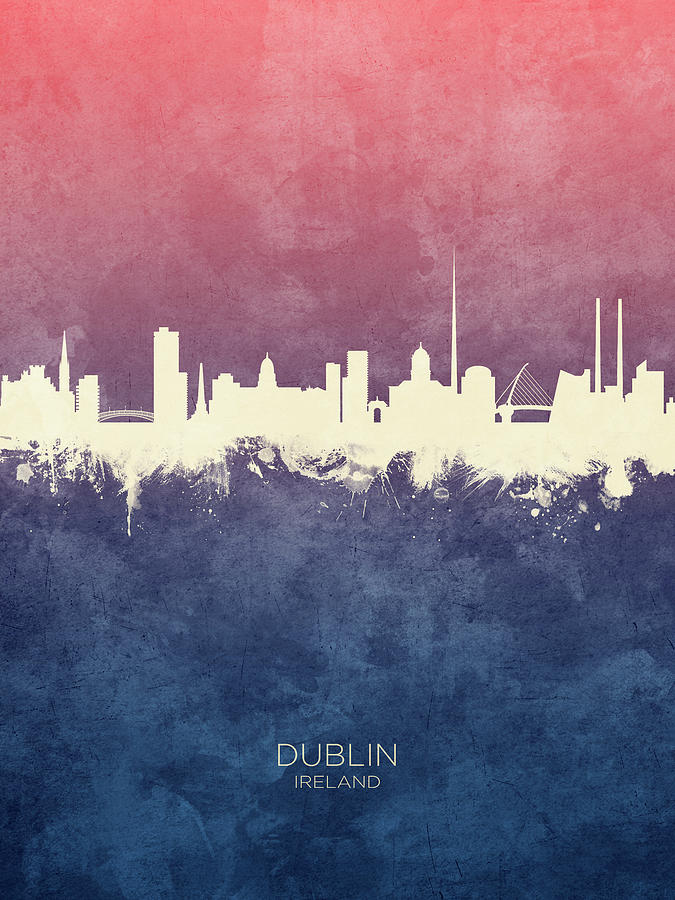 Skyline Digital Art - Dublin Ireland Skyline #16 by Michael Tompsett