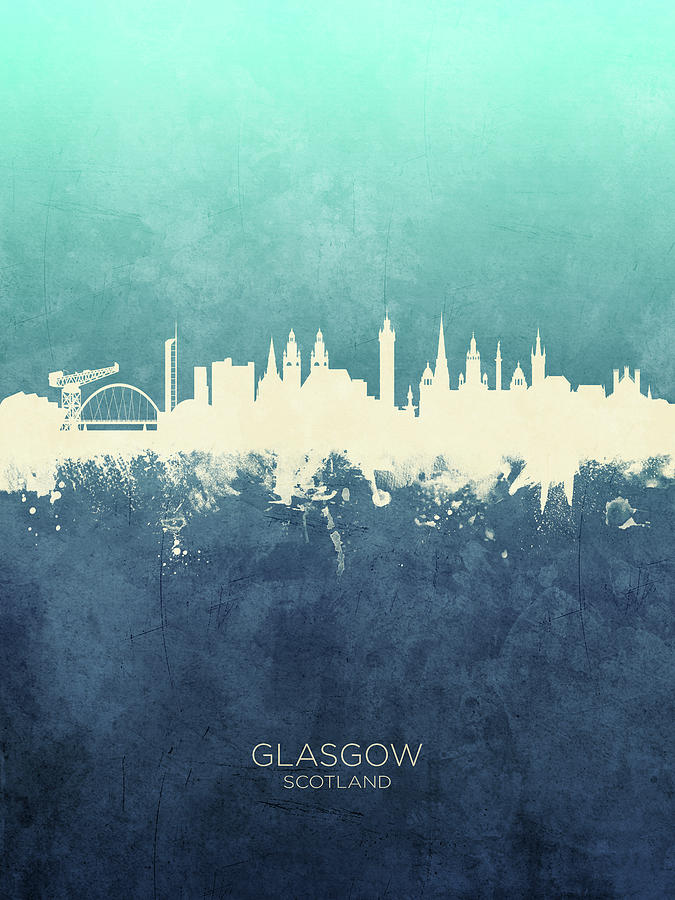 Skyline Digital Art - Glasgow Scotland Skyline #16 by Michael Tompsett
