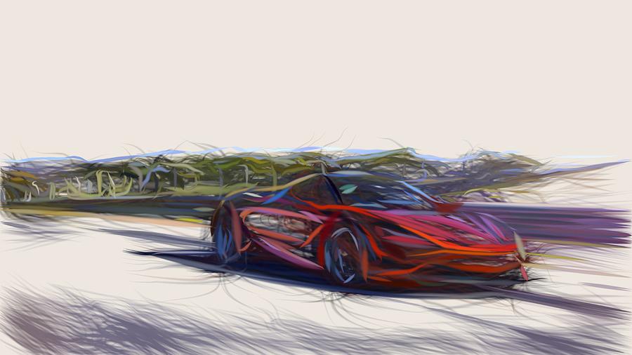 McLaren 720S Drawing #17 Digital Art by CarsToon Concept