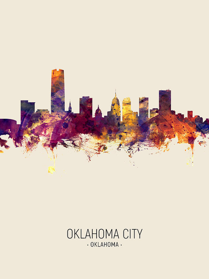 Oklahoma City Digital Art - Oklahoma City Skyline #16 by Michael Tompsett