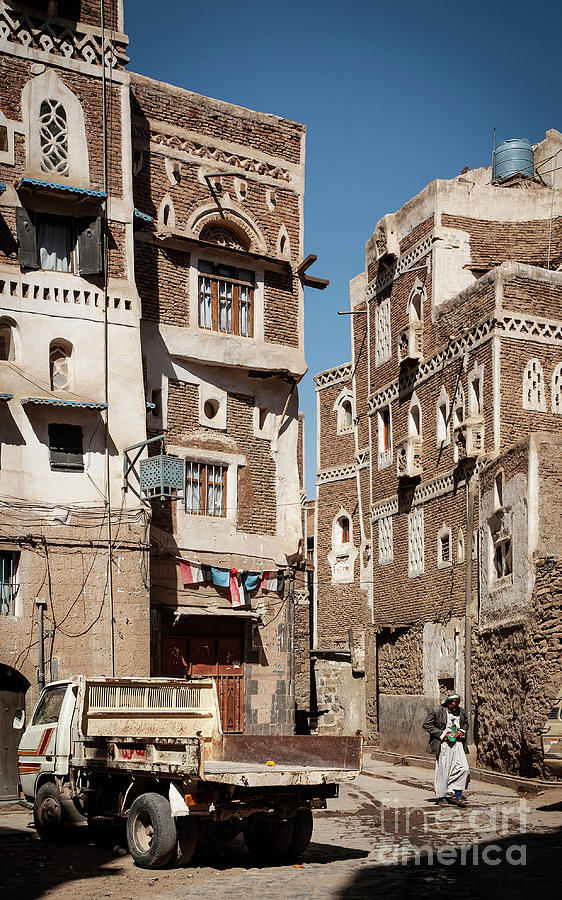 Street Scene And Buildings In Old Town Of Sanaa Yemen Photograph