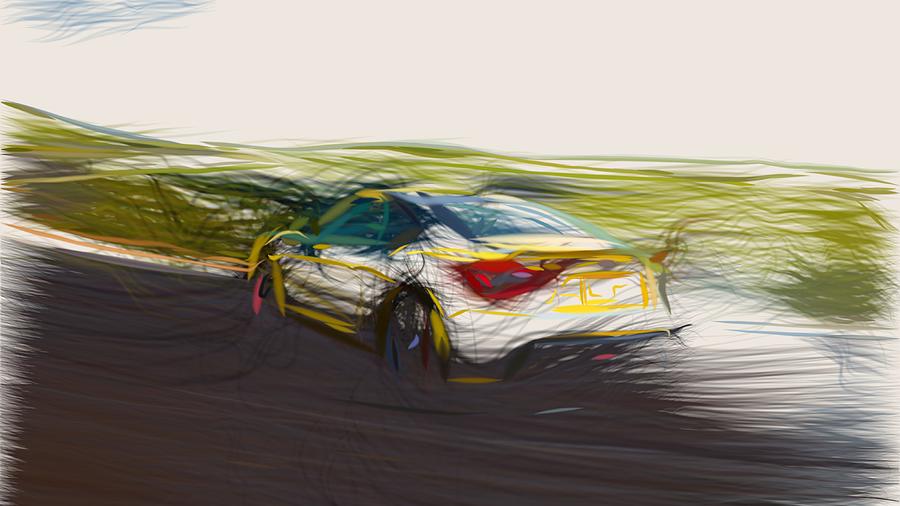 Subaru BRZ Drawing #17 Digital Art by CarsToon Concept