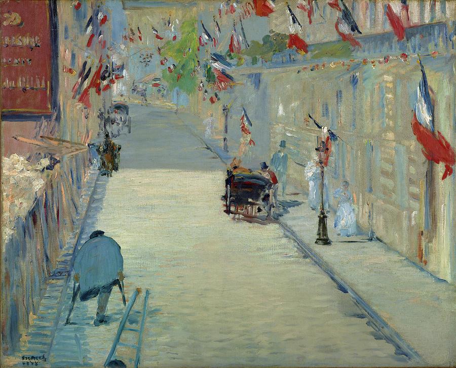 Impressionism Painting - The Rue Mosnier With Flags by Edouard Manet