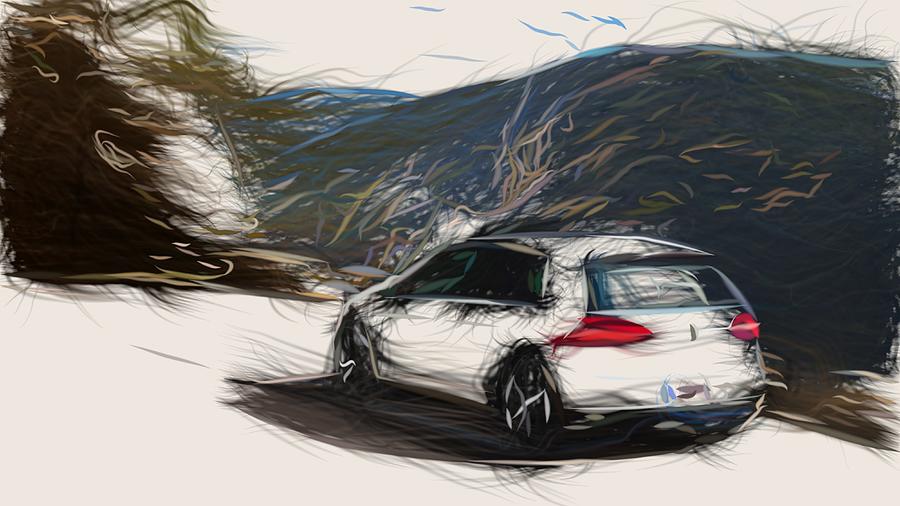 Volkswagen Golf GTI Drawing #17 Digital Art by CarsToon Concept