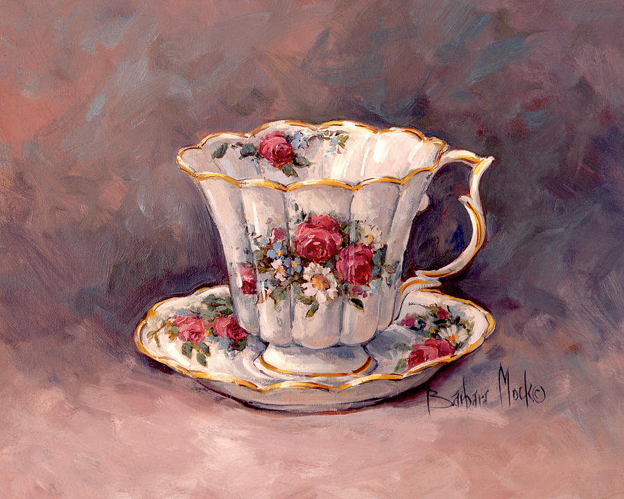 Tea Painting - 162 Rose Nosegay Teacup by Barbara Mock