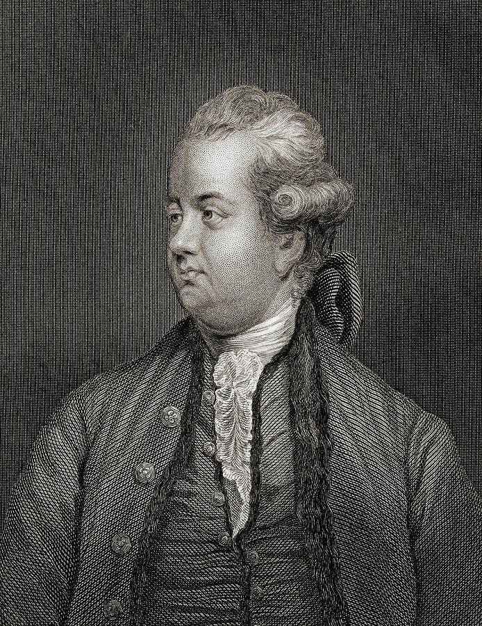 Portrait Drawing - Edward Gibbon,1737-1794. English rationalist, historian and scholar. by Ken Welsh