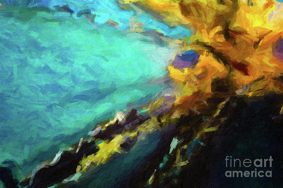 Abstract Digital Art - 166 Abstract digital oil painting on canvas full of texture and brig by Amy Cicconi