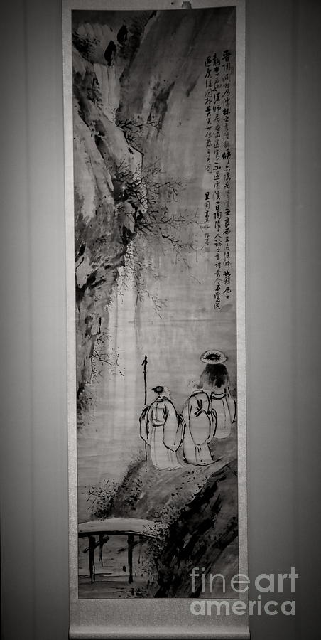 1672 Three Laughing Men China Han Dynasty BW Photograph by Chuck Kuhn