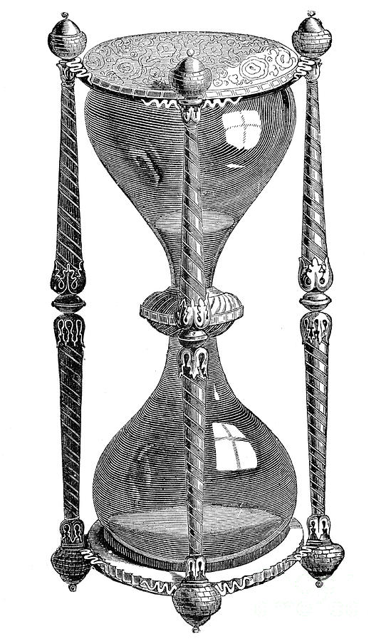 16th Century Hourglass, Engraving, 19th Drawing by Print Collector