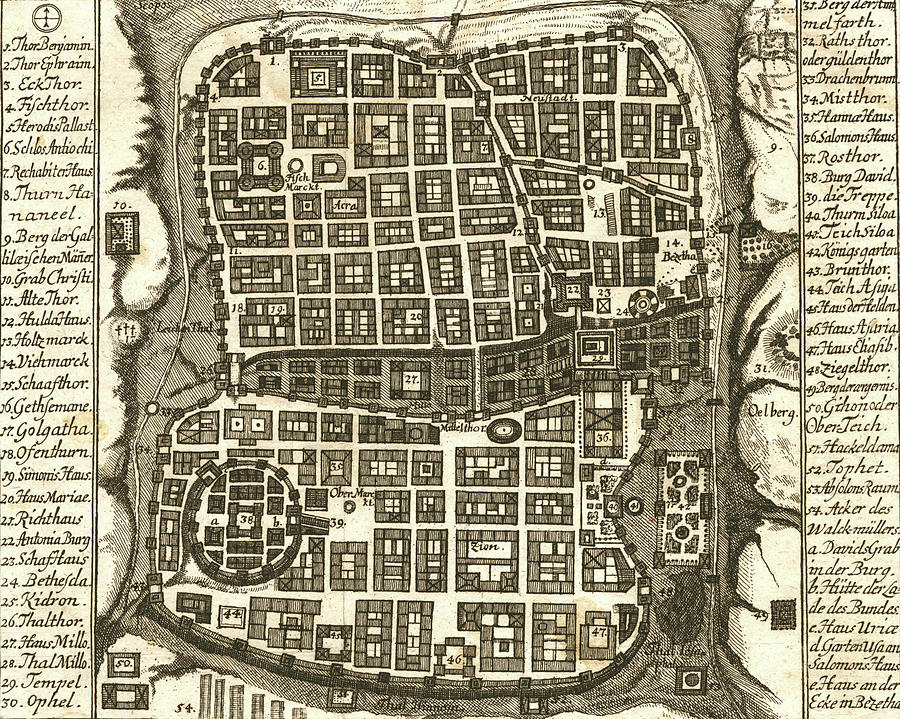 Map Painting - Antique Map of Jerusalem #17 by Unknown