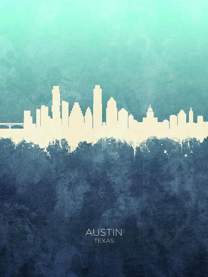Austin Digital Art - Austin Texas Skyline #17 by Michael Tompsett