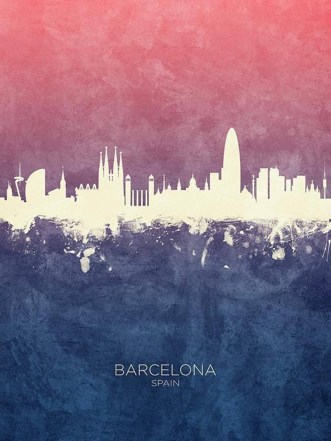 Barcelona Spain Skyline #17 Digital Art by Michael Tompsett